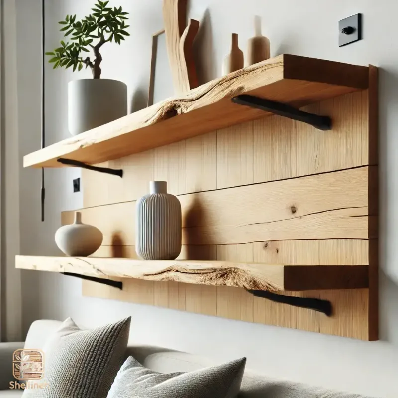 شلف دیواری چوبی با اتصالات فلز