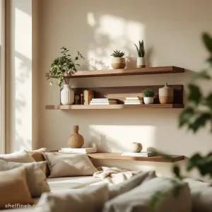 شلف چوبی در اتاق نشیمن