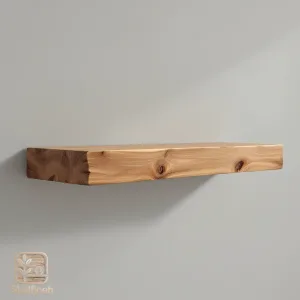 شلف چوب طبیعی با بافت خام و طراحی ساده