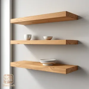 شلف چوبی برای نگهداری و سازماندهی فضاهای کوچک و استفاده بهینه از فضای دیوارها.