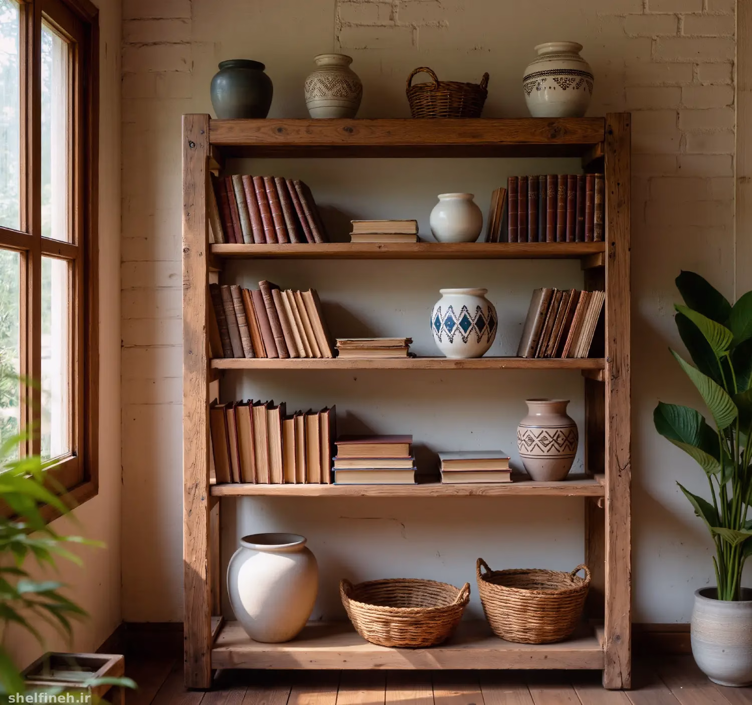 شلف چوبی روستیک برای فضای سنتی