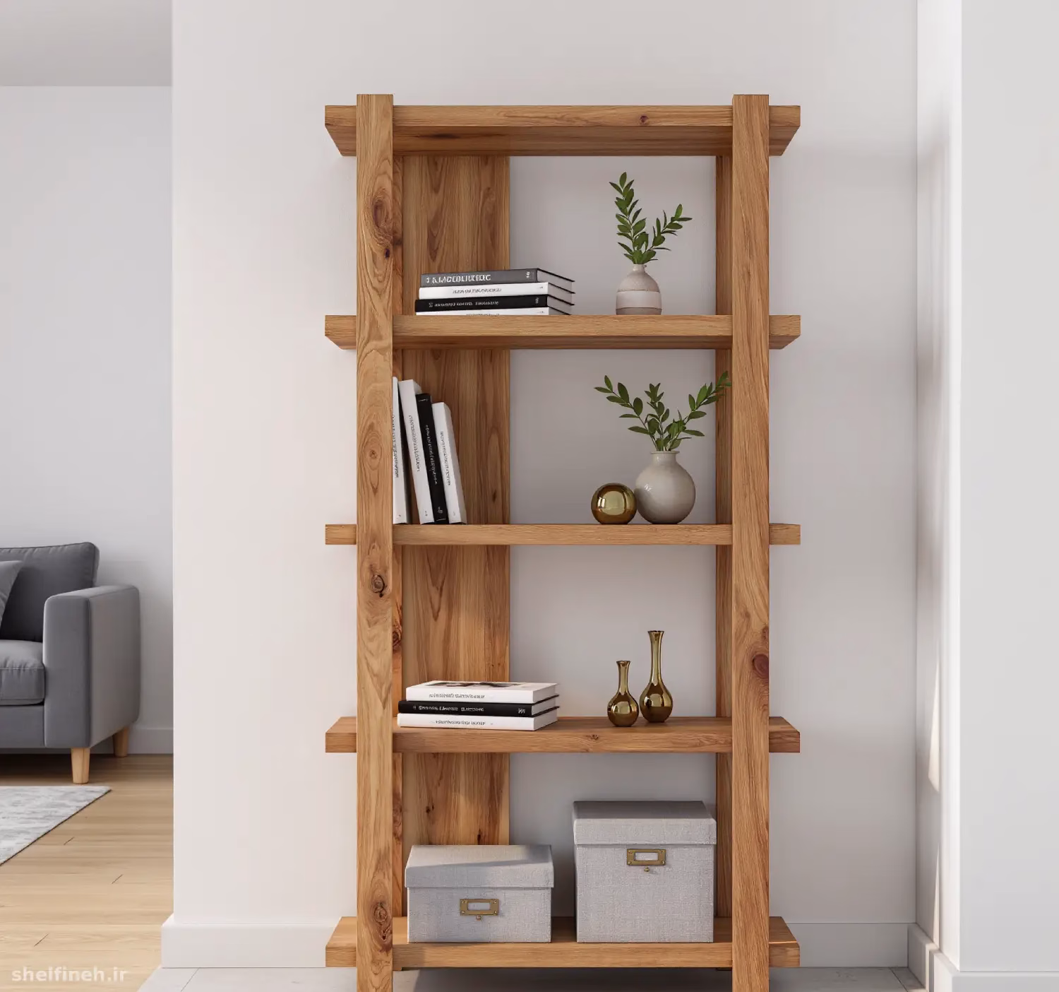 شلف چوبی طبیعی برای دکوراسیون مدرن