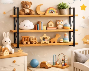 شلف چوبی برای اتاق کودک (1)
